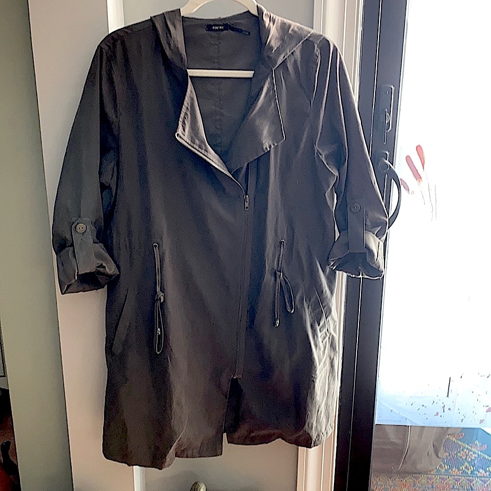 Army Green Utility Jacket with Hood - size L